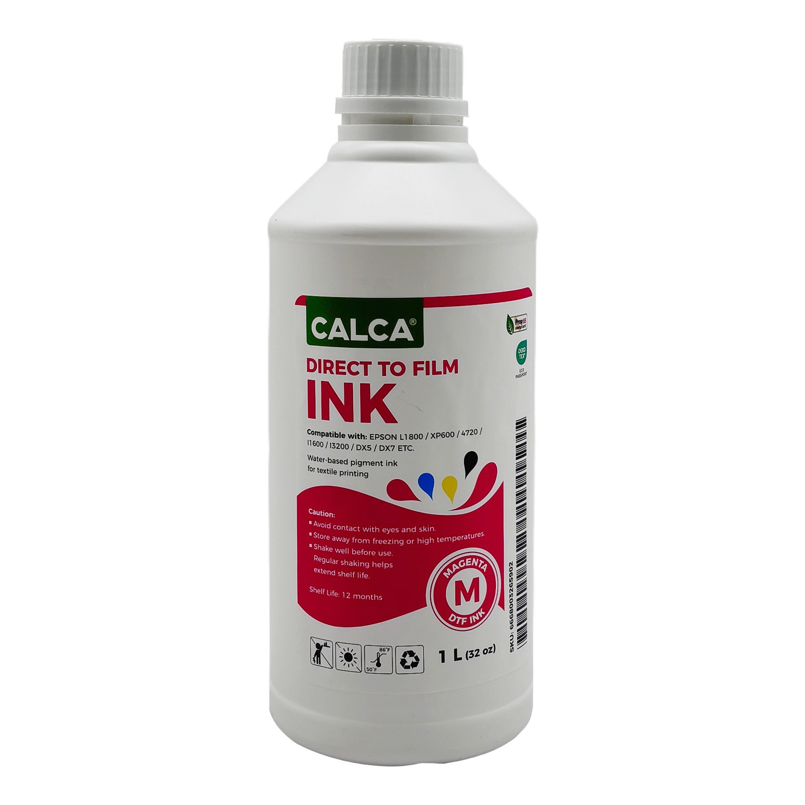 US Stock CALCA Magenta 1L Transfer DTF Ink for Epson Printheads Water-based