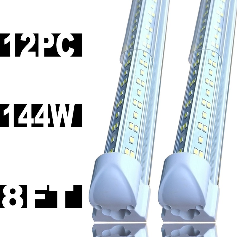 12/48PC 8' Led Shop Light Fixture 144W 8FT Integrated Led Tube Light Bulbs 6500K