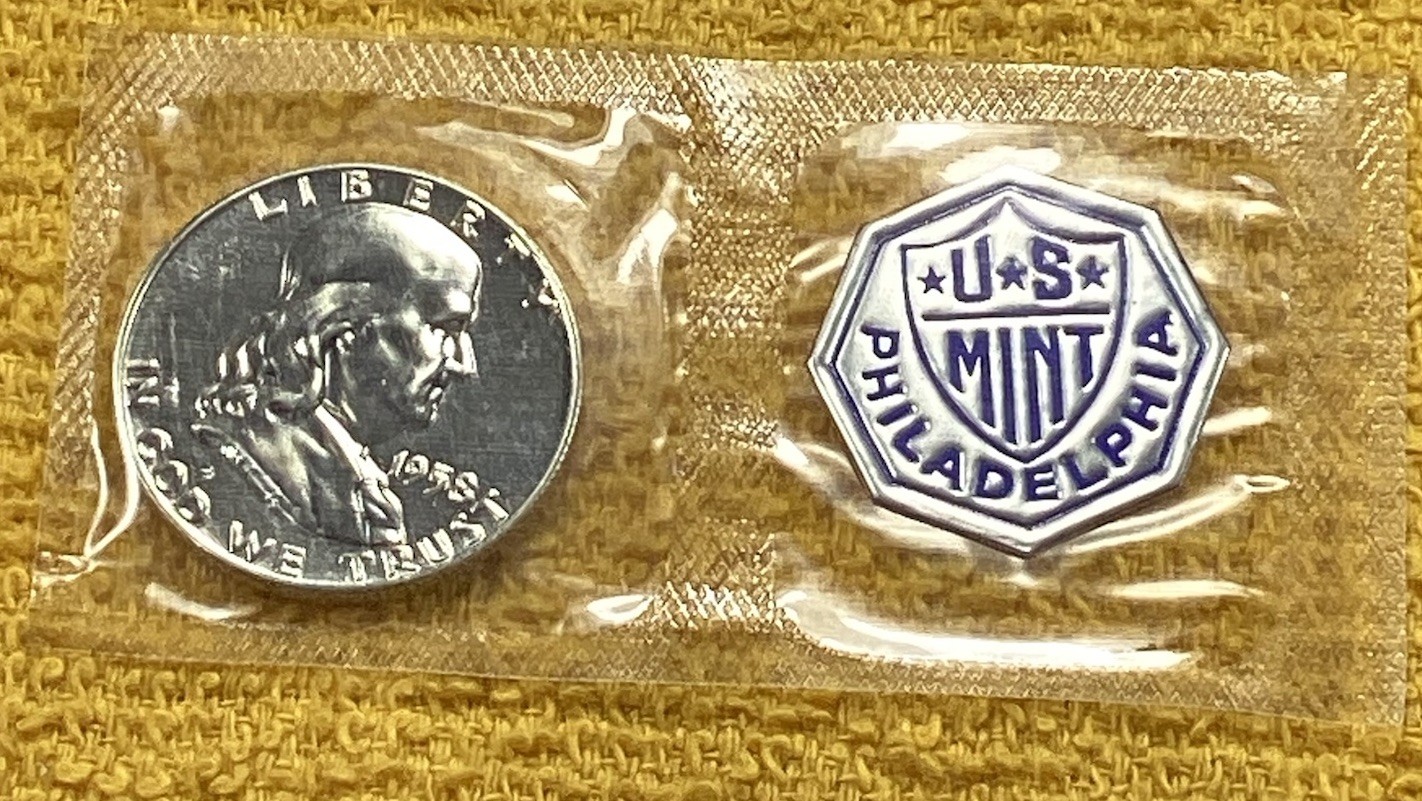 1958 Proof Franklin Half Dollar 50c. Original US Mint Cello. FREE SHIPPING.