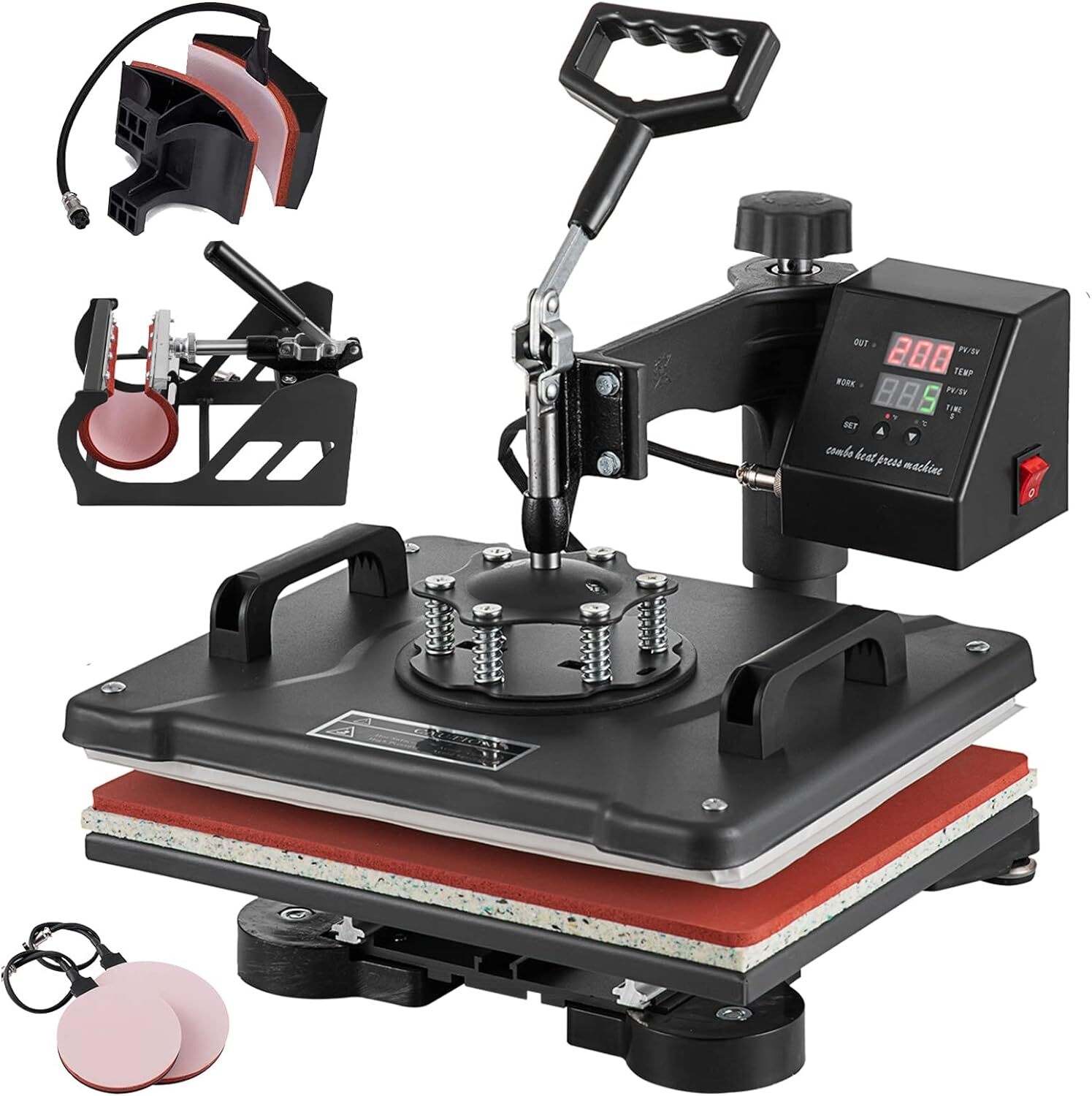 TOPDEEP 5 in 1 Heat Press Machine, Swing Away Heat Press for Sublimation