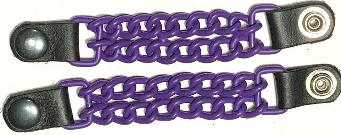 2 MATTE PURPLE POWDER COATED DOUBLE CHAIN MOTORCYCLE VEST EXTENDERS MADE IN USA