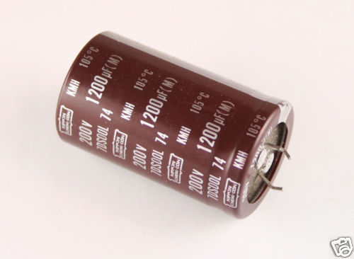 6x 1200uF 200V Snap In Mount Electrolytic Capacitor 1200mfd 200VDC 200 Volts 105
