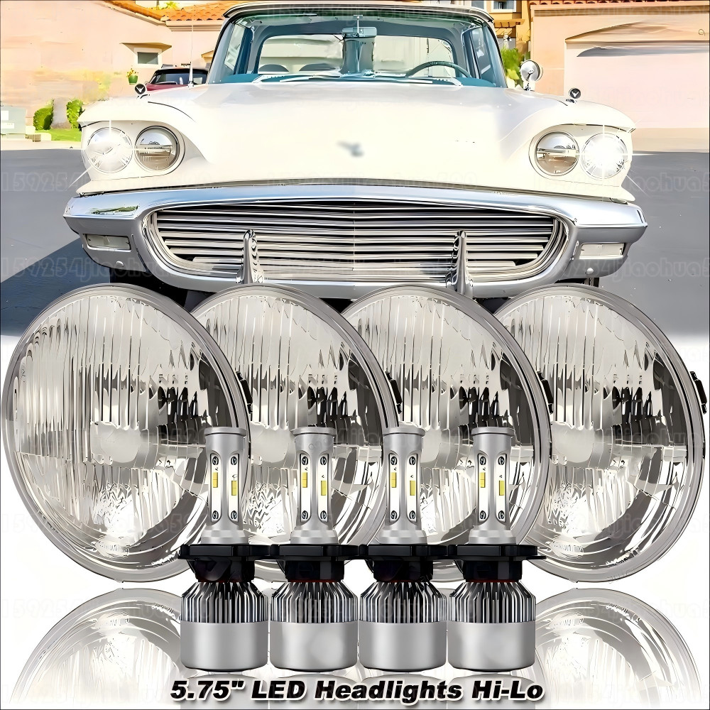 4PCS 5.75'' GLASS LED Headlights Hi/Lo Beam H4 for Ford Thunderbird 1958-1976 AA
