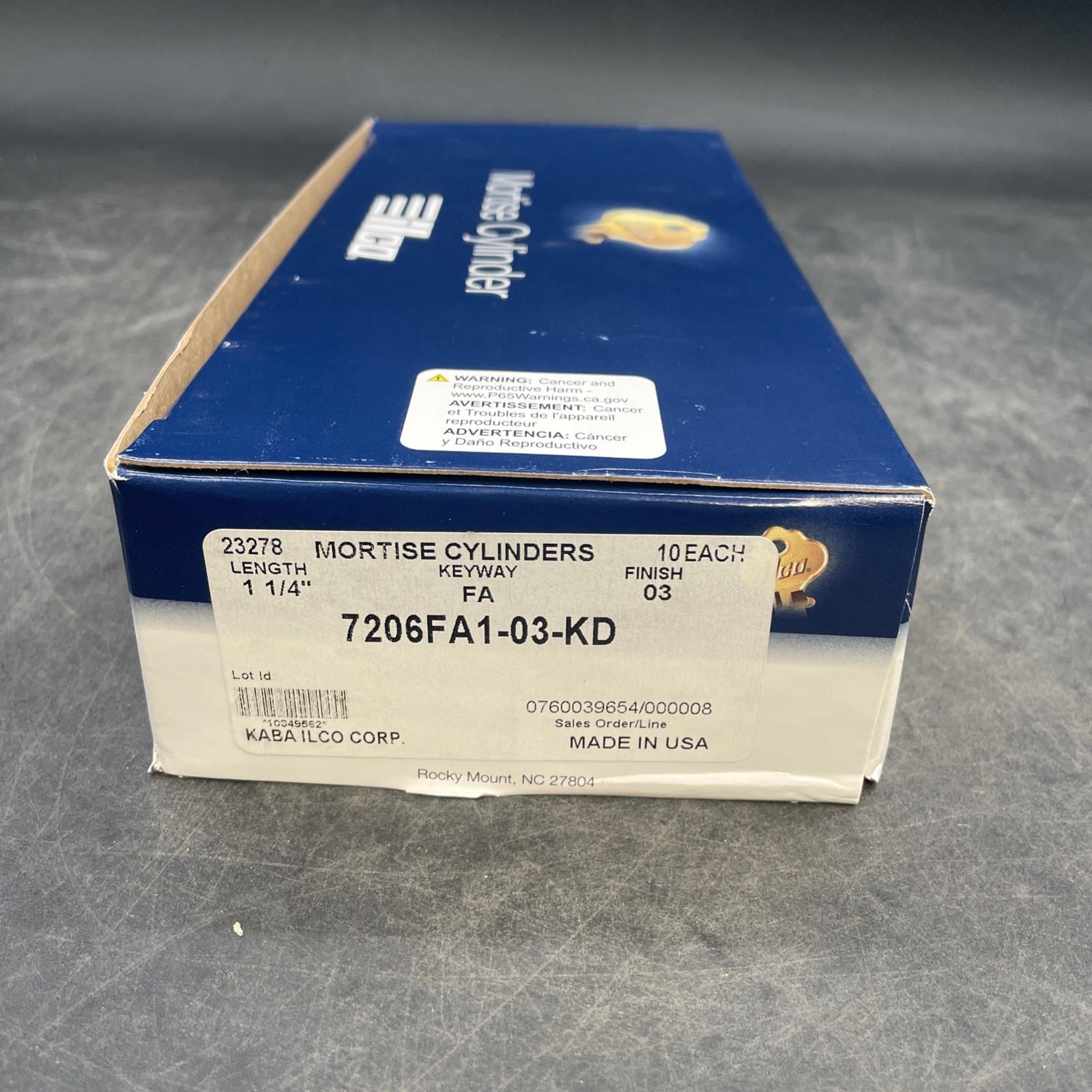 Ilco 7206FA1-03-KD Mortise Cylinder 1-1/4” FA Keyway Brass (PACK OF 10) NEW!