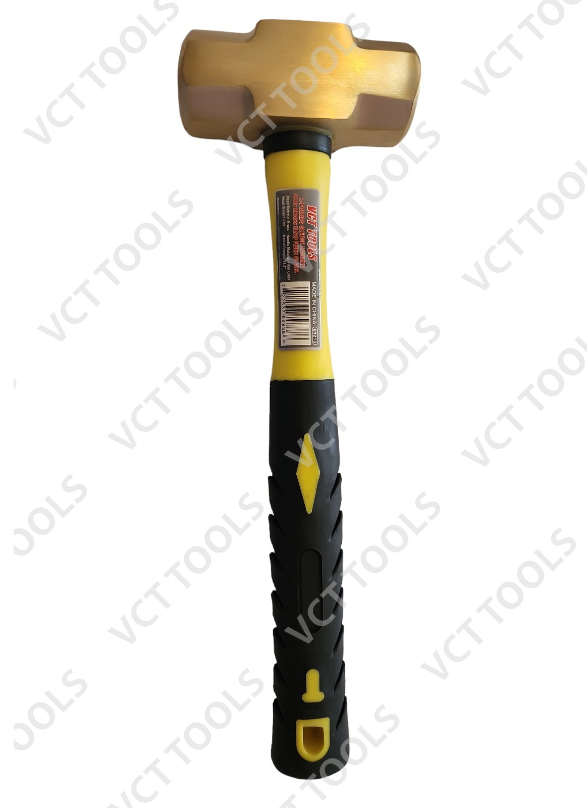32oz Brass Hammer | 2lb Fiberglass Handle | Non-Sparking Rubber Grip Tool