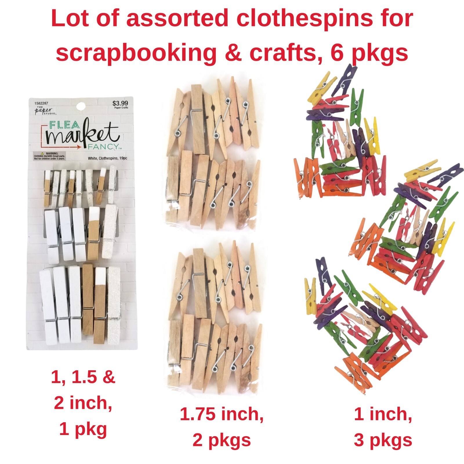 Mixed Media Clothespins for Scrapbooks, Crafts and Card Making Ephemera 583-0001