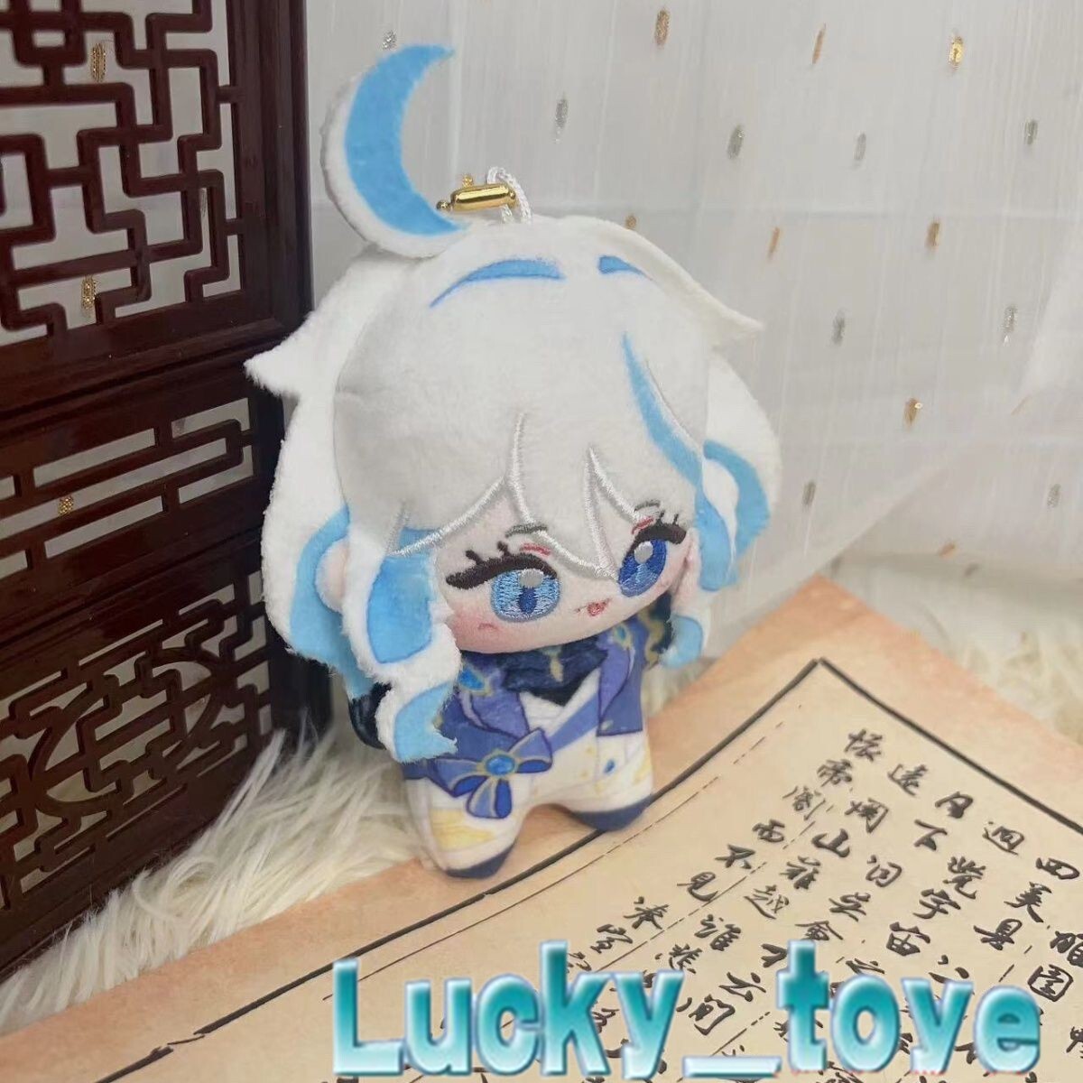 12cm Genshin Impact Furina Plush Doll Hanging Toy Plushie Keychain Pendant
