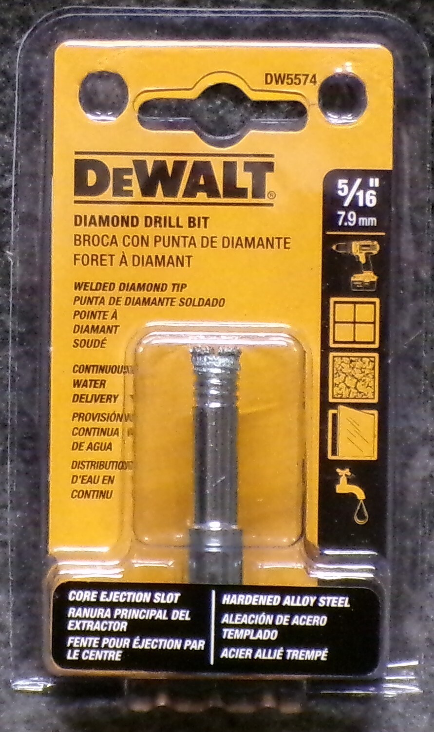 Dewalt 5/16" Diamond Drill Bit  Welded Diamond Tip DW5574