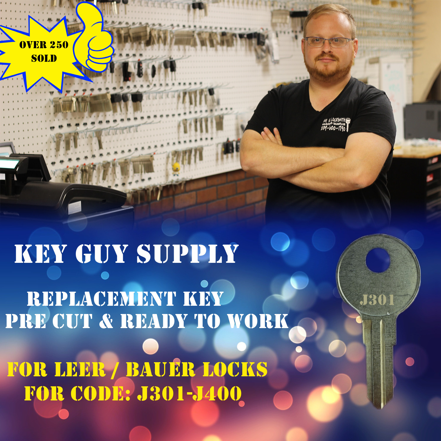J301-J400. Replacement key for Leer Bauer locks, Pre cut to code Local Locksmith