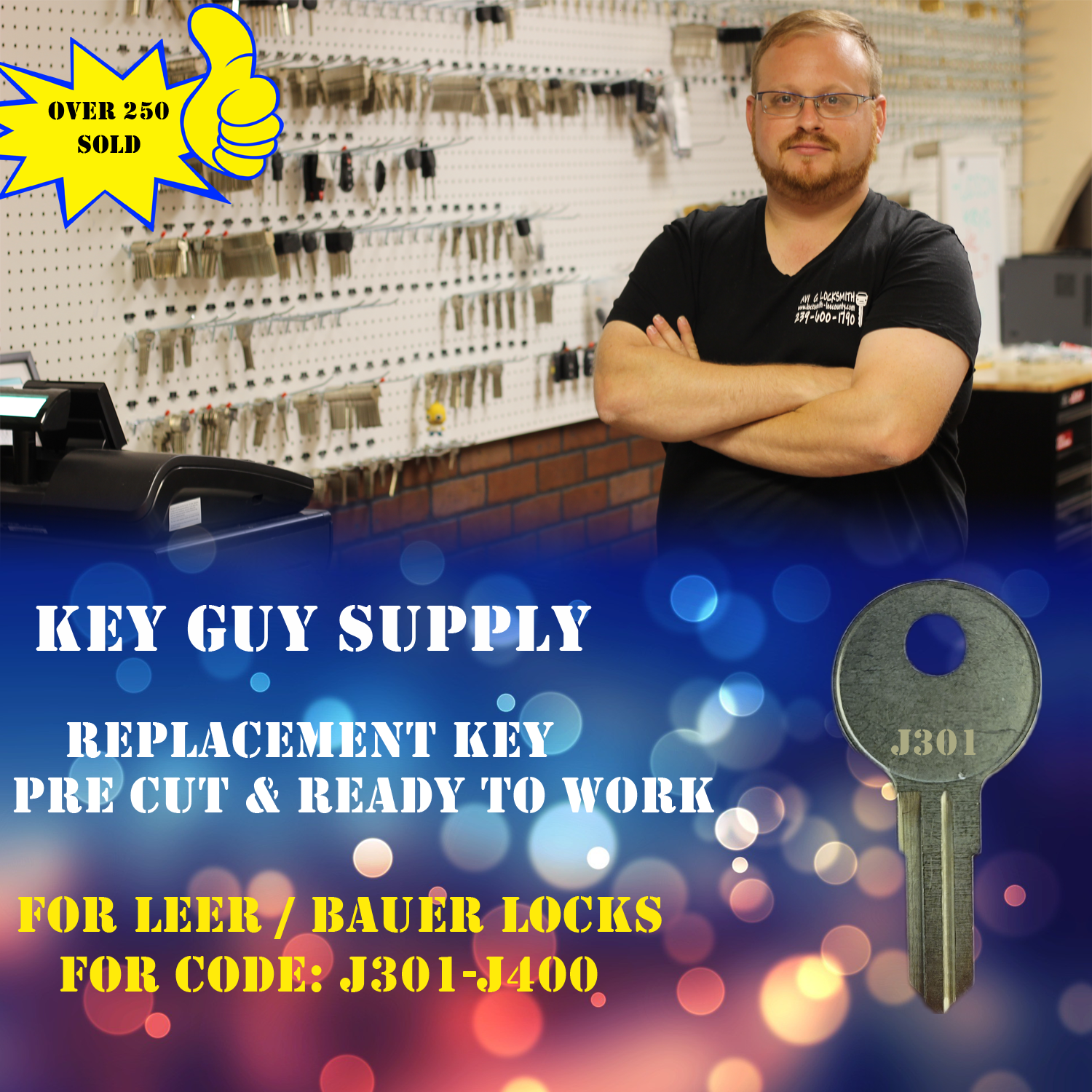 J301-J400. Replacement key for Leer Bauer locks, Pre cut to code Local Locksmith