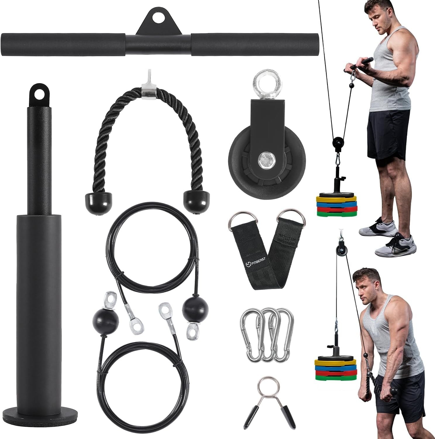 FitBeast Pulley System Gym, Cable Weight Pulley System for Gym LAT Pulldown, Bic
