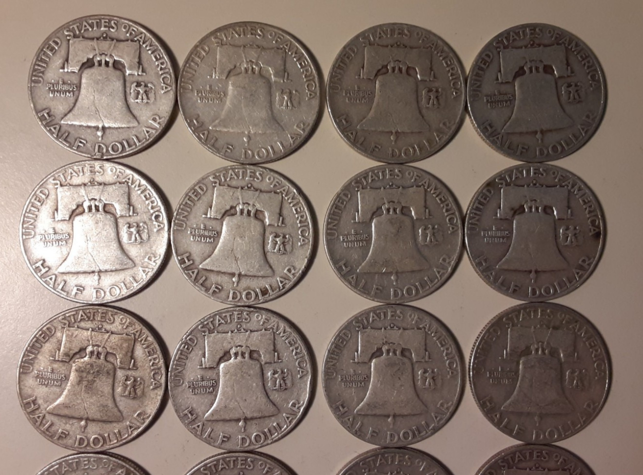 1952-D $10 Face Value 90% Silver Franklin Half Dollars various grades (#3-RDF)
