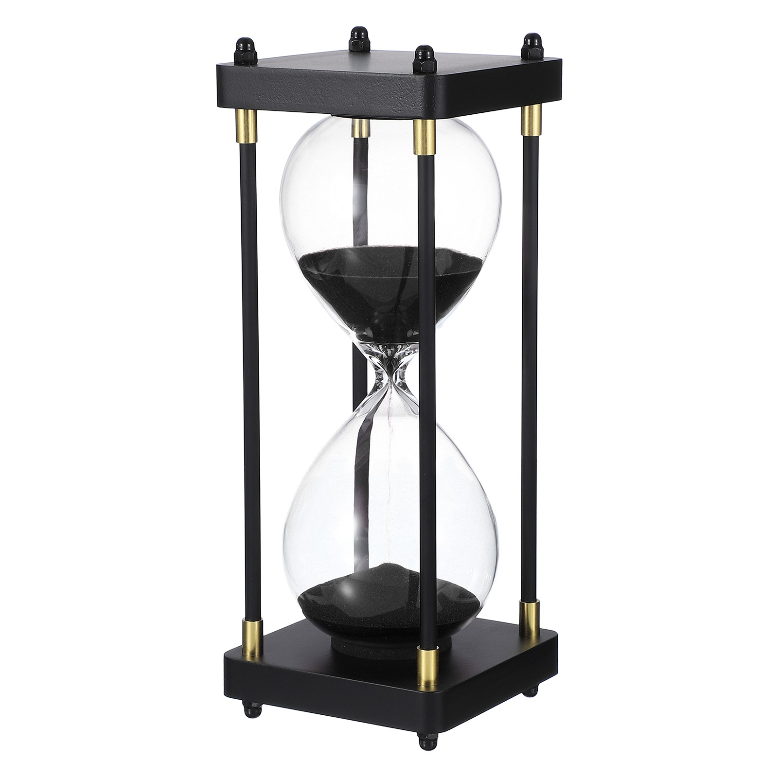 Large Decorative Sand Timer, 60 Min Modern Wooden Hour Glass, Black(Style 1)
