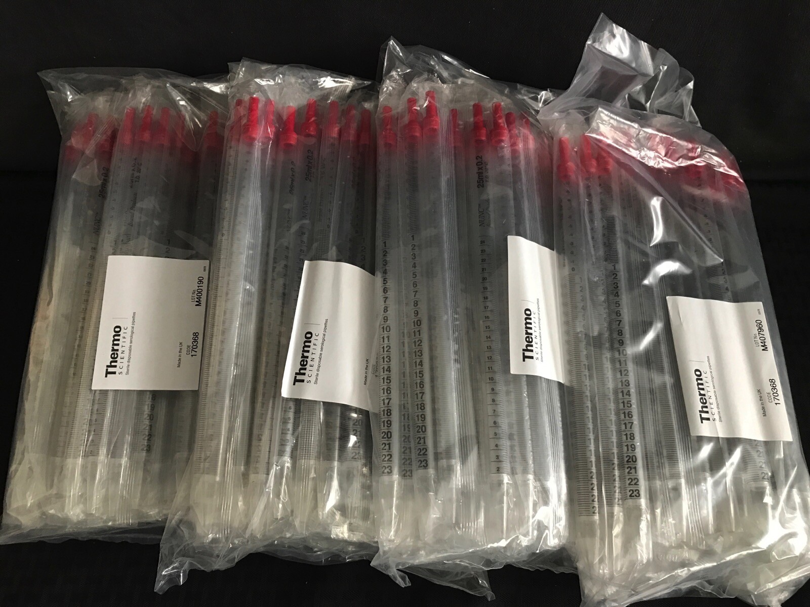 (200) THERMO NUNC 25mL x 0.2 PS TD Graduated Serological Pipets Plug 170368