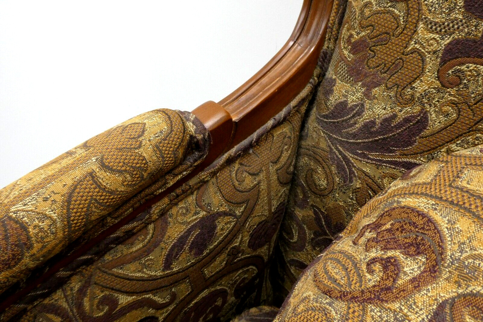 Used Clyde Pearson Company Lane Co Burgundy Cushioned Arch Wood Accent Chair