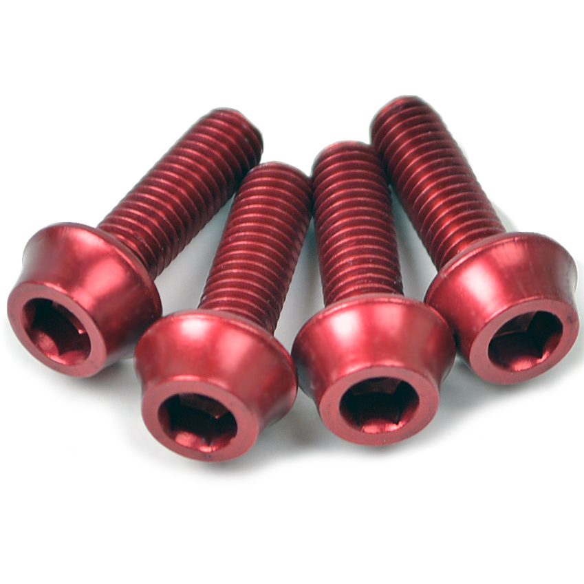4 OMNI Racer WORLDS LIGHTEST Bicycle Bottle Cage Bolts Bolt Set: M5x15mm RED
