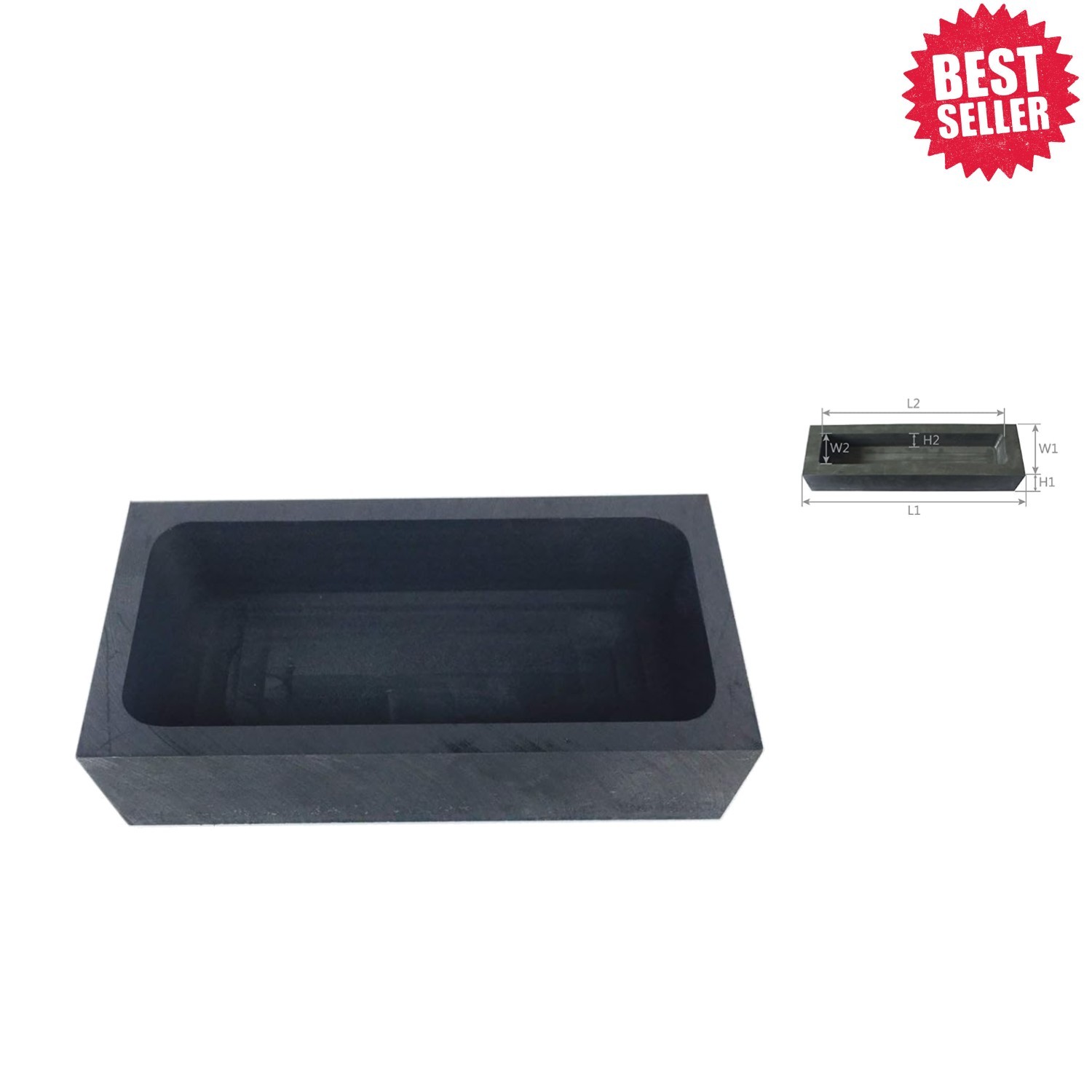 Versatile Graphite Ingot Crucible for Gold & Silver Casting 5.71" x 2.99"