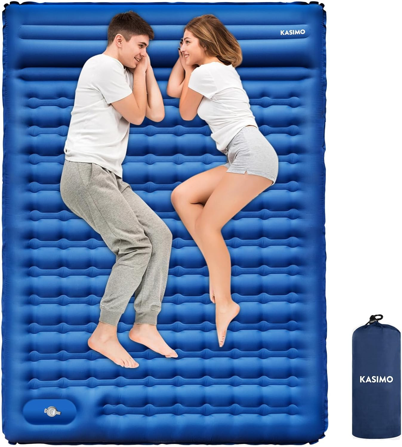 Double Sleeping Pad for Camping,5" Ultra-Thick 1.4X2M for 2 Person with Pillow B