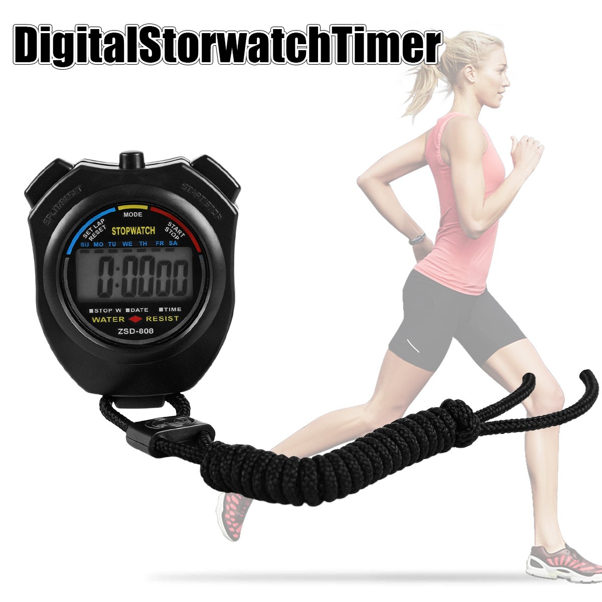 Durable Waterproof Digital Chronograph Multi-function LCD Timer Stopwatch New
