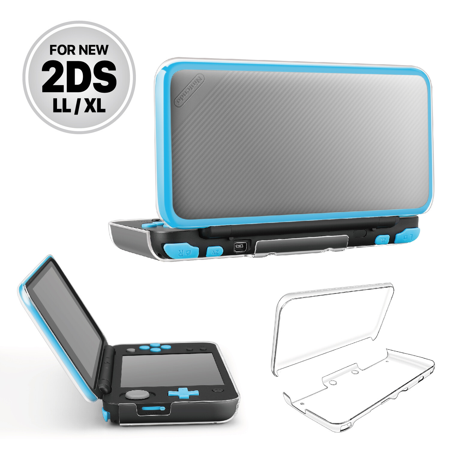 New Nintendo 2DS XL LL Case - Transparent Hard Shell Protective Clear Case Cover