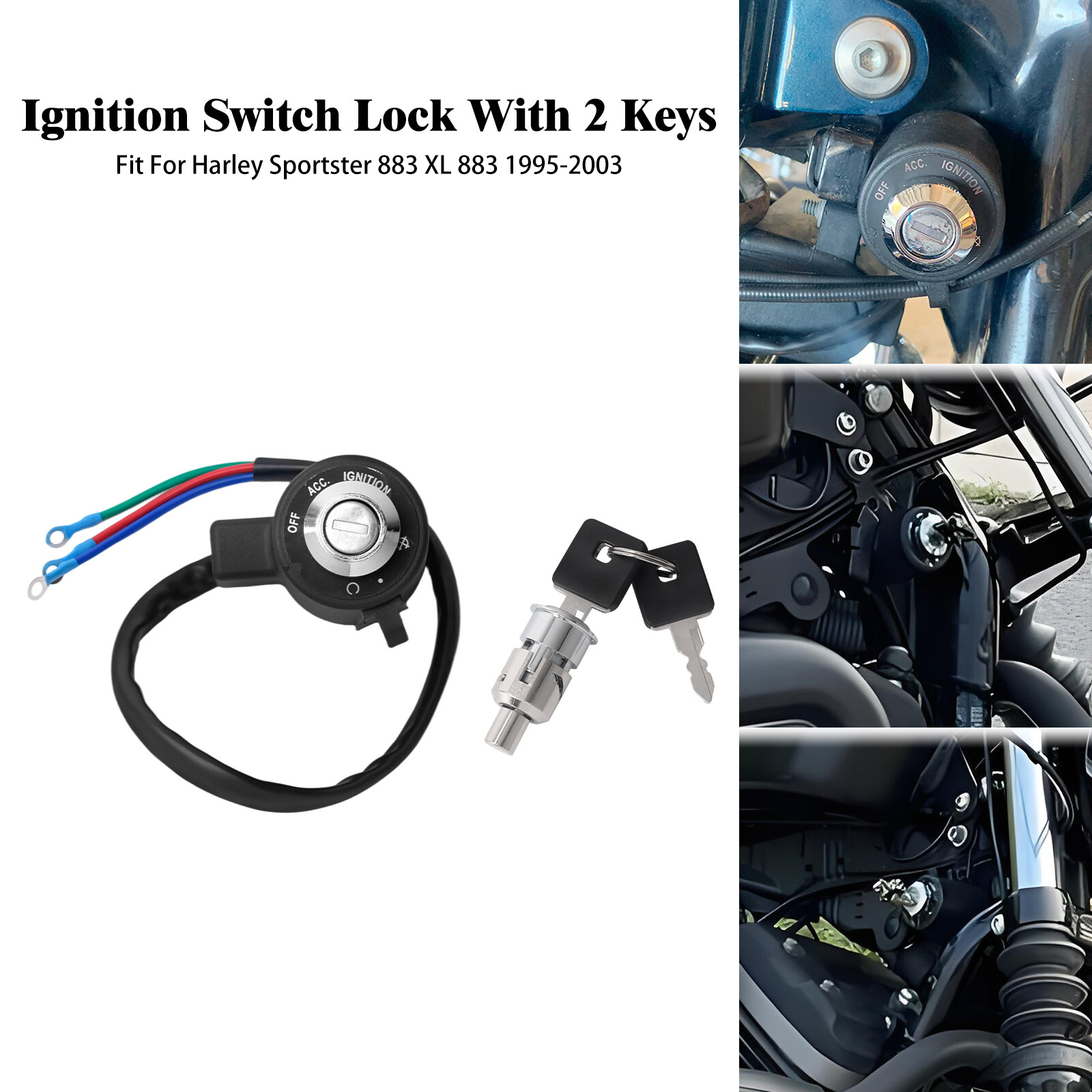 Ignition Switch Lock w/Key Fit For Harley Sportster Super Low XL883L 1995-2023