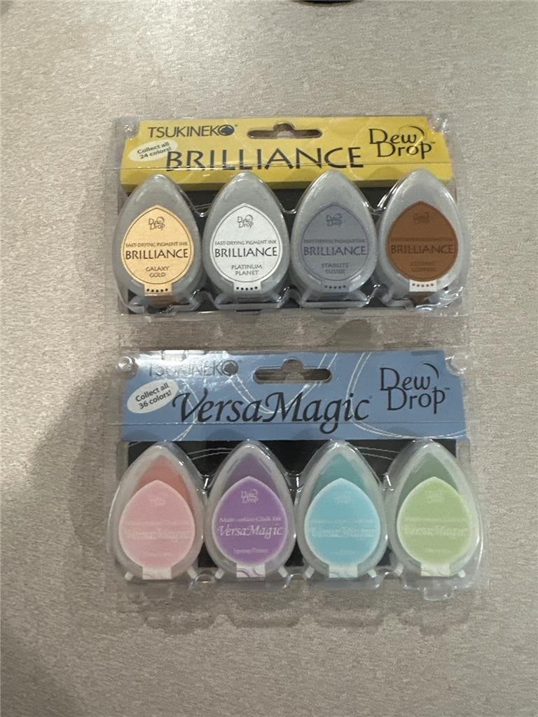 Lot of 2 Packs Tsukineko Dew Drop Brilliance and Versa Magic Ink  Set of 8 NEW