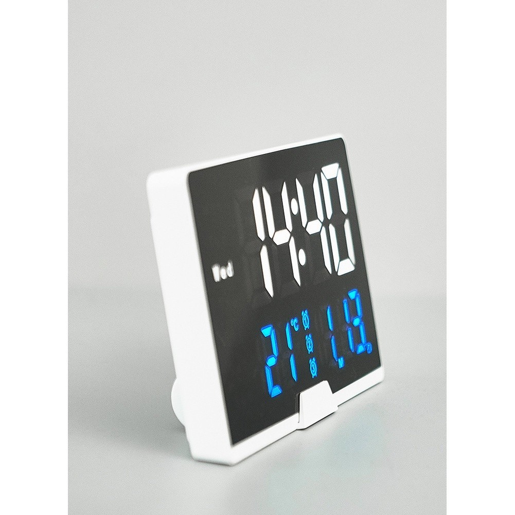 Modern LED Alarm Clock White Large Display Temperature Weekday Date Backlight