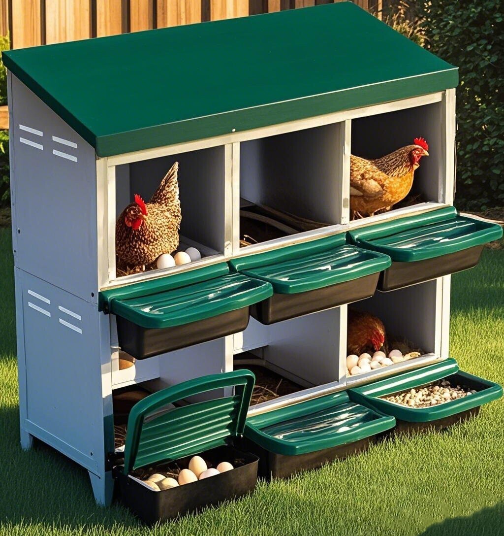 6 Chicken Nesting Box for Laying Eggs with Egg Collection,home/ChickenCoop,green