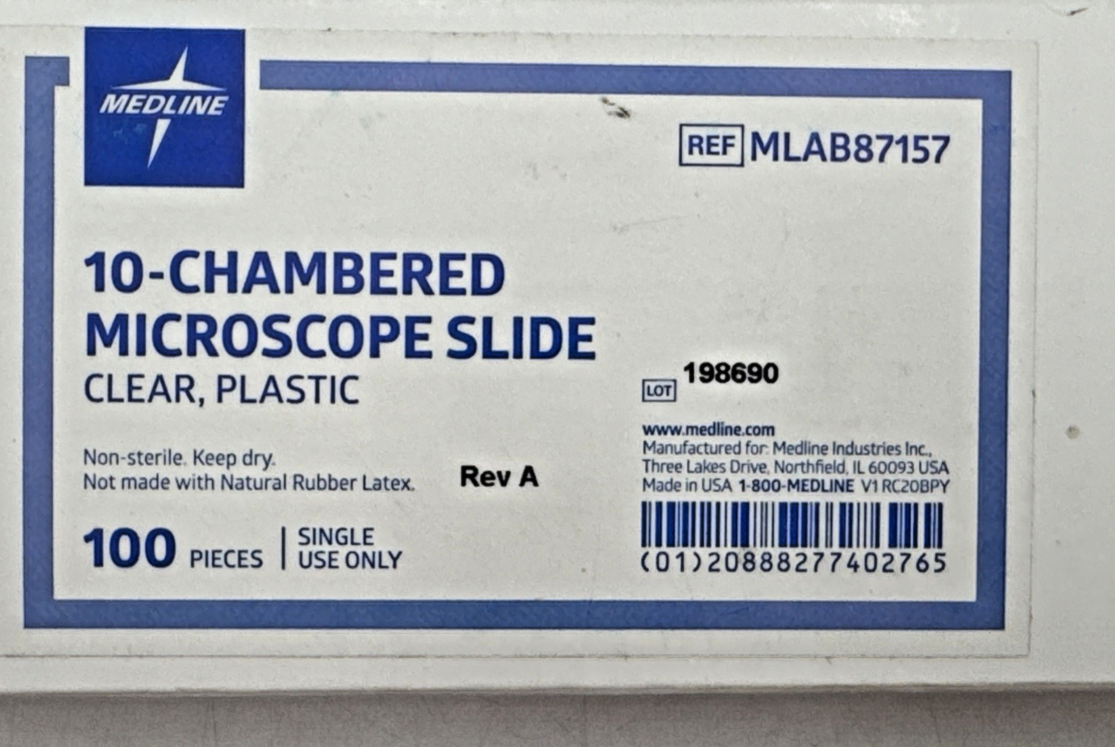 10-chambered Disposable Microscope Slide,100ct