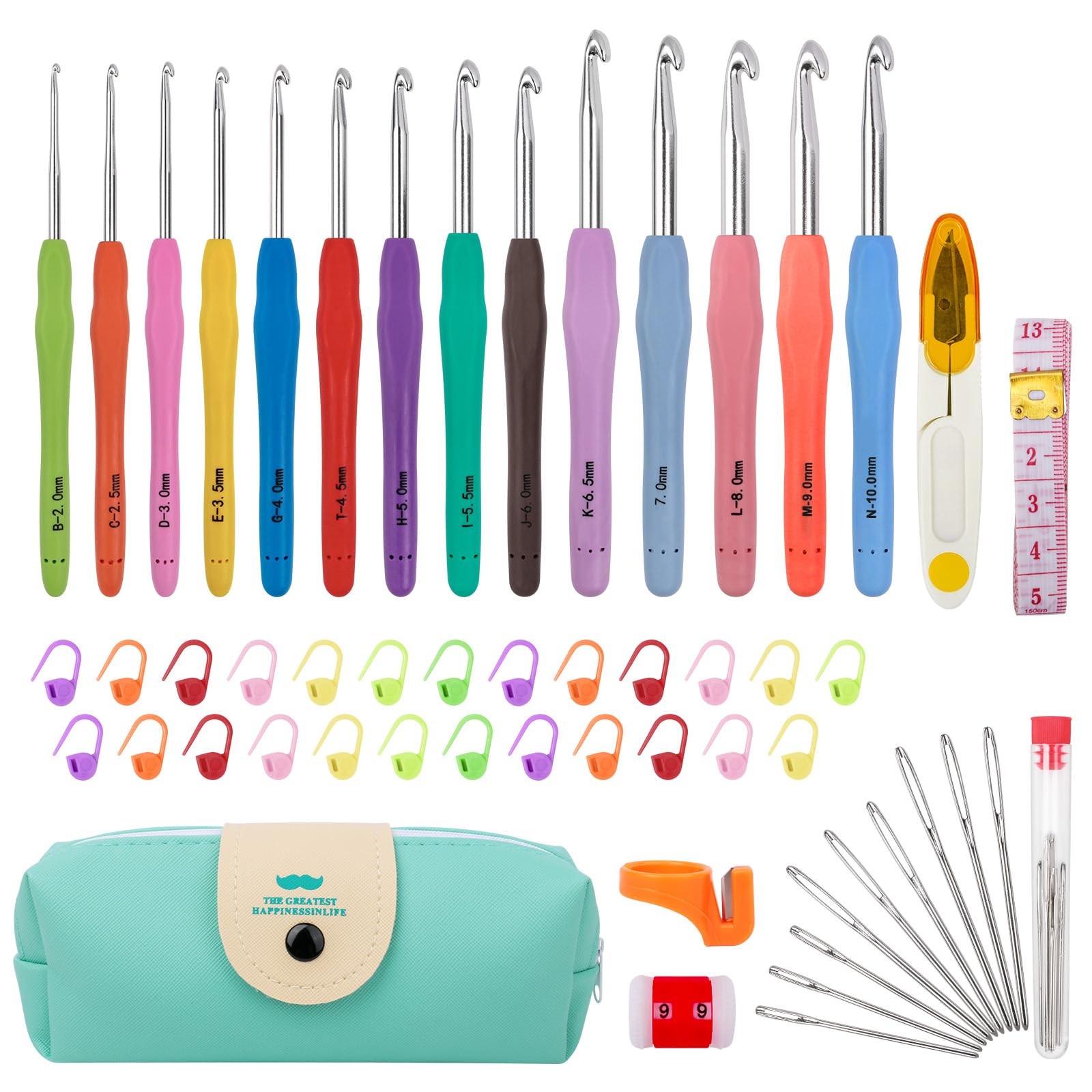 Crochet Hooks 14 Sizes Crochet Hook Set, 53 Pack Yarn Crochet Kit for Beginne...