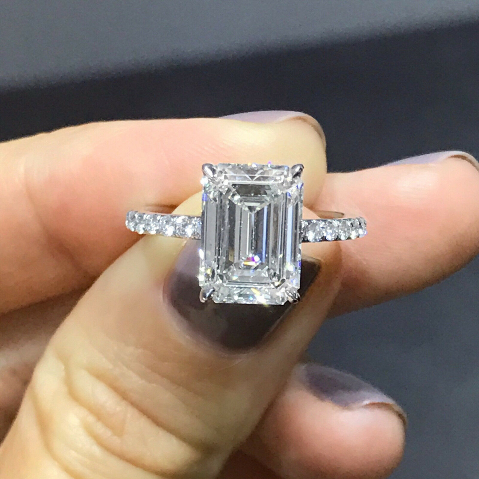 Lab Created 1.60 Ct Radiant Cut Diamond Solitaire Silver Engagement Ring