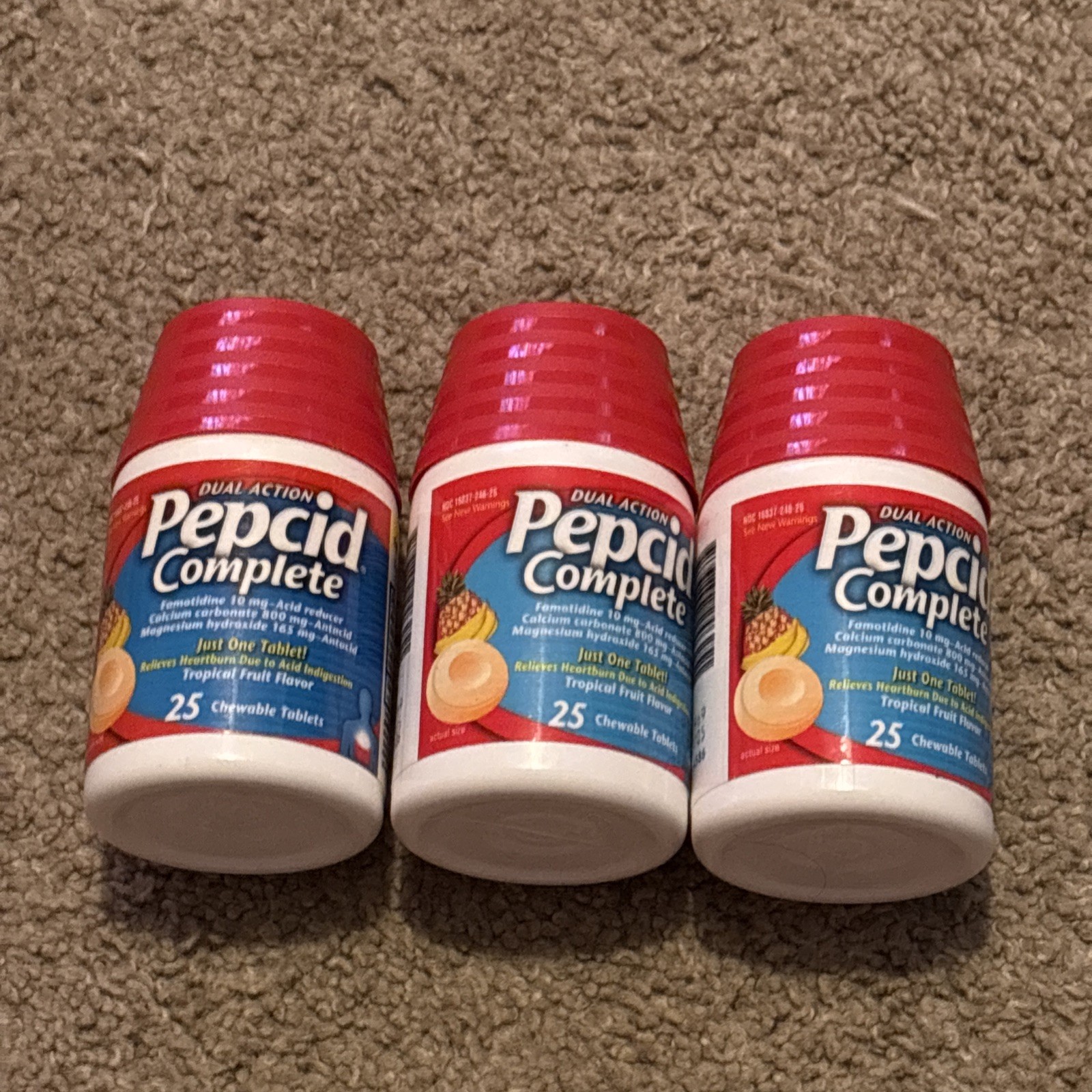x3 Pepcid Complete Acid Reducer - Tropical Fruit - 25 Chewable Tablets 2/27+