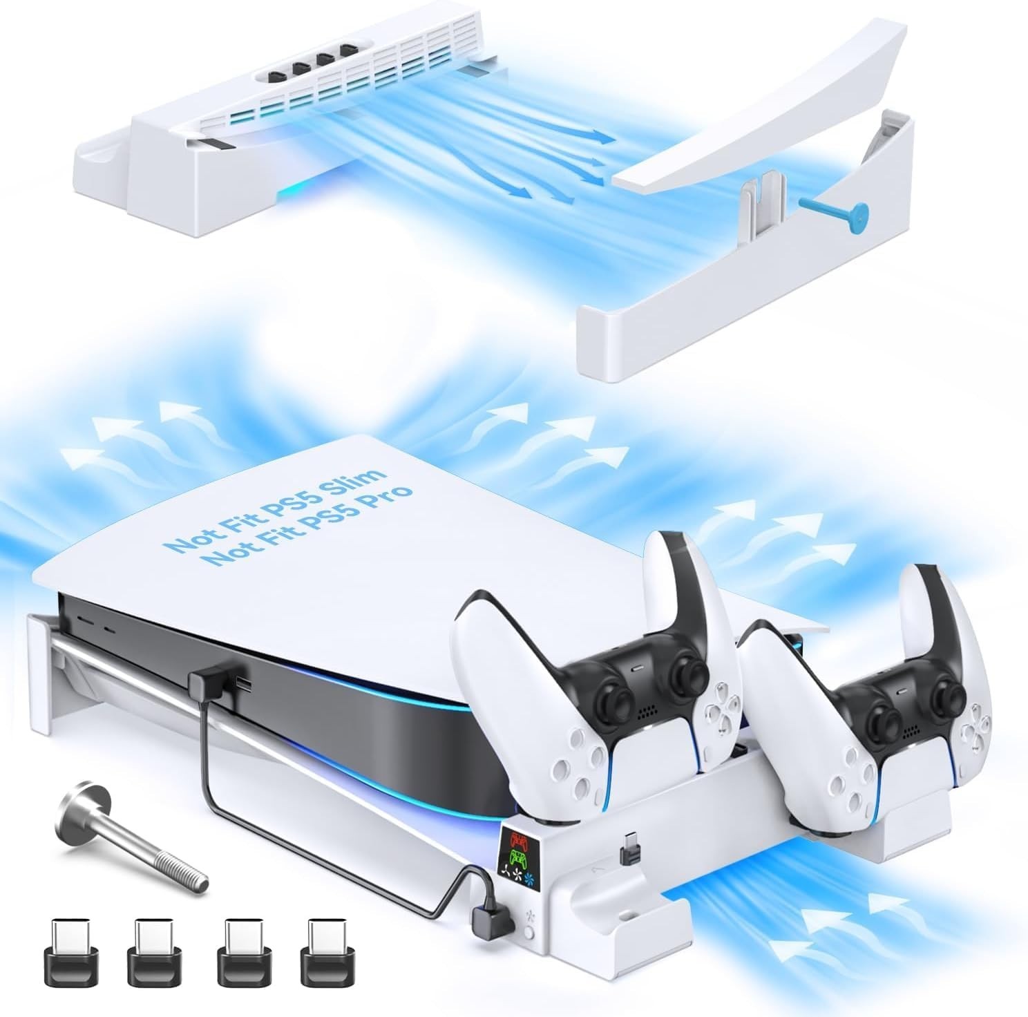 "PS5 Horizontal Stand with 3-Level Cooling Fans for Playstation 5 Console, PS5 A