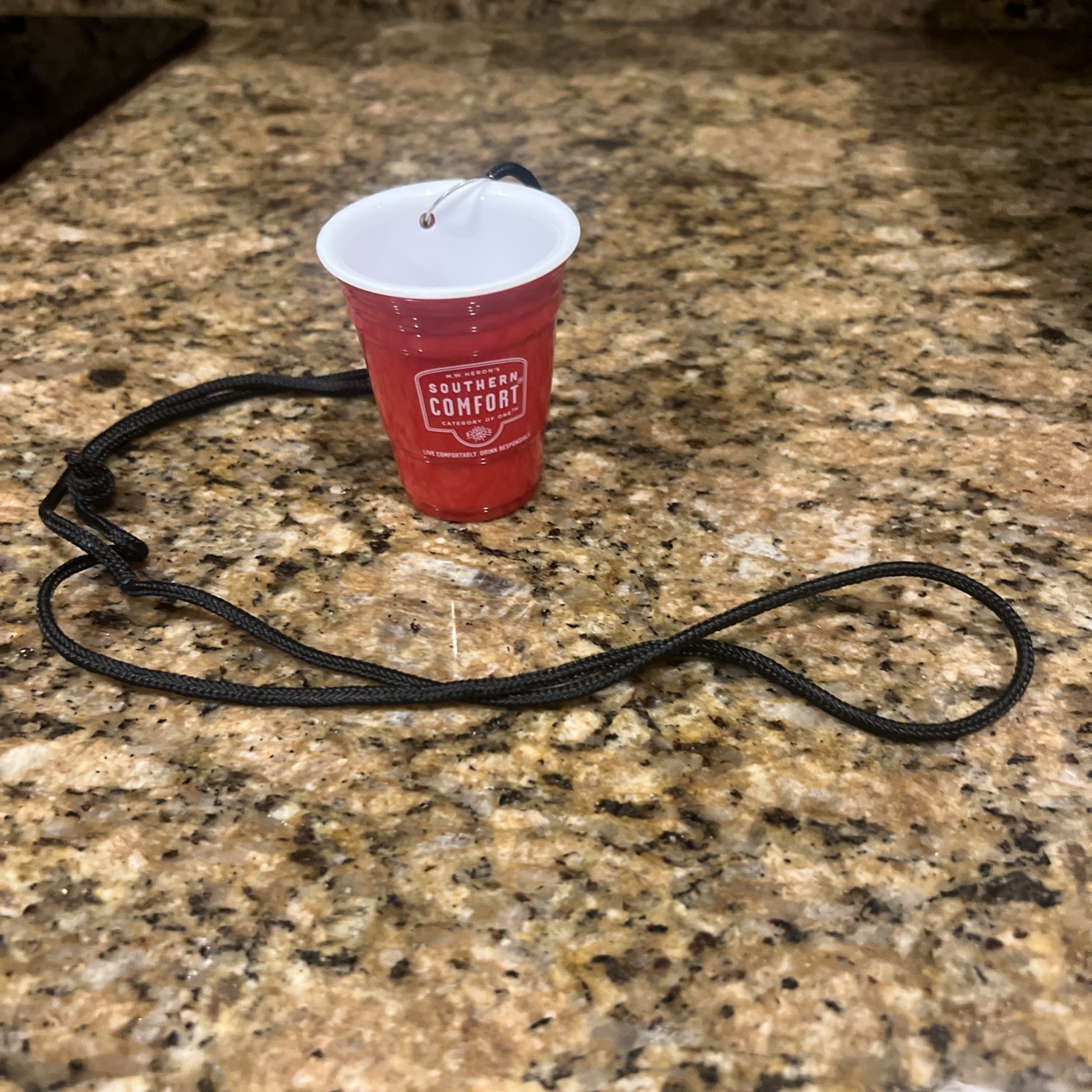 Southern Comfort  Shot Glass Red Solo Cup Hard Plastic W/Lanyard