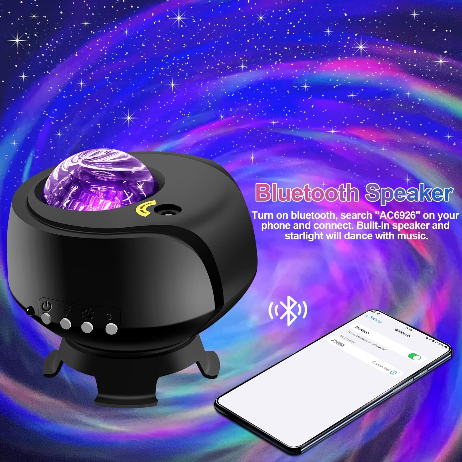 The Largest Coverage Area Galaxy Lights Projector, Star Projector, with Chang...