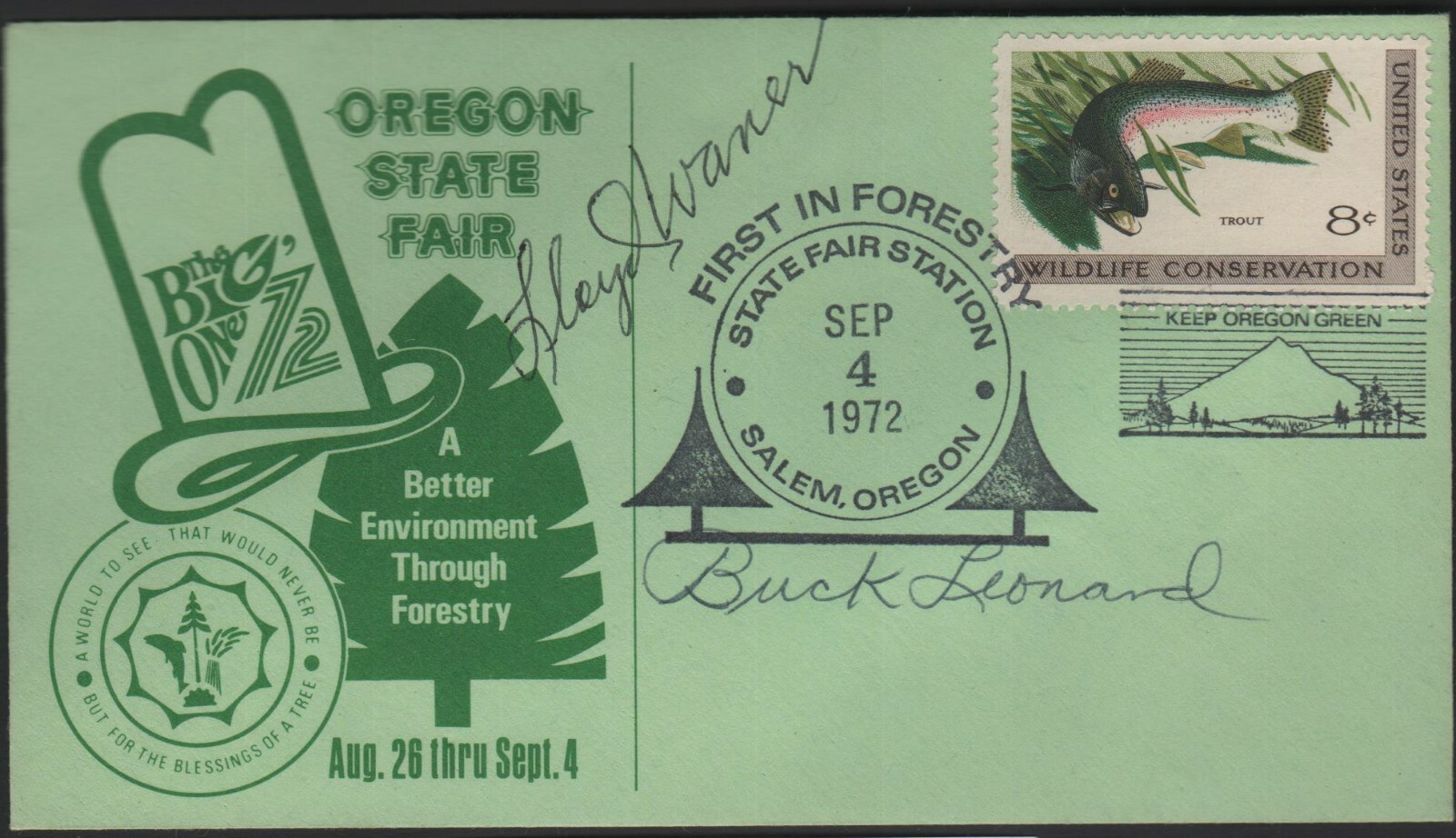 Lloyd Waner and Buck Leonard - Dual Autographs - Oregon State Fair - JSA