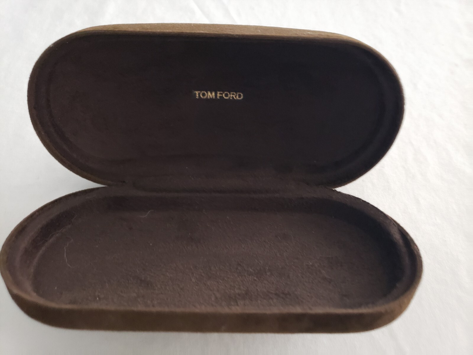 TOM FORD BROWN HARD CLAMSHELL CASE LARGE EYEGLASSES CASE