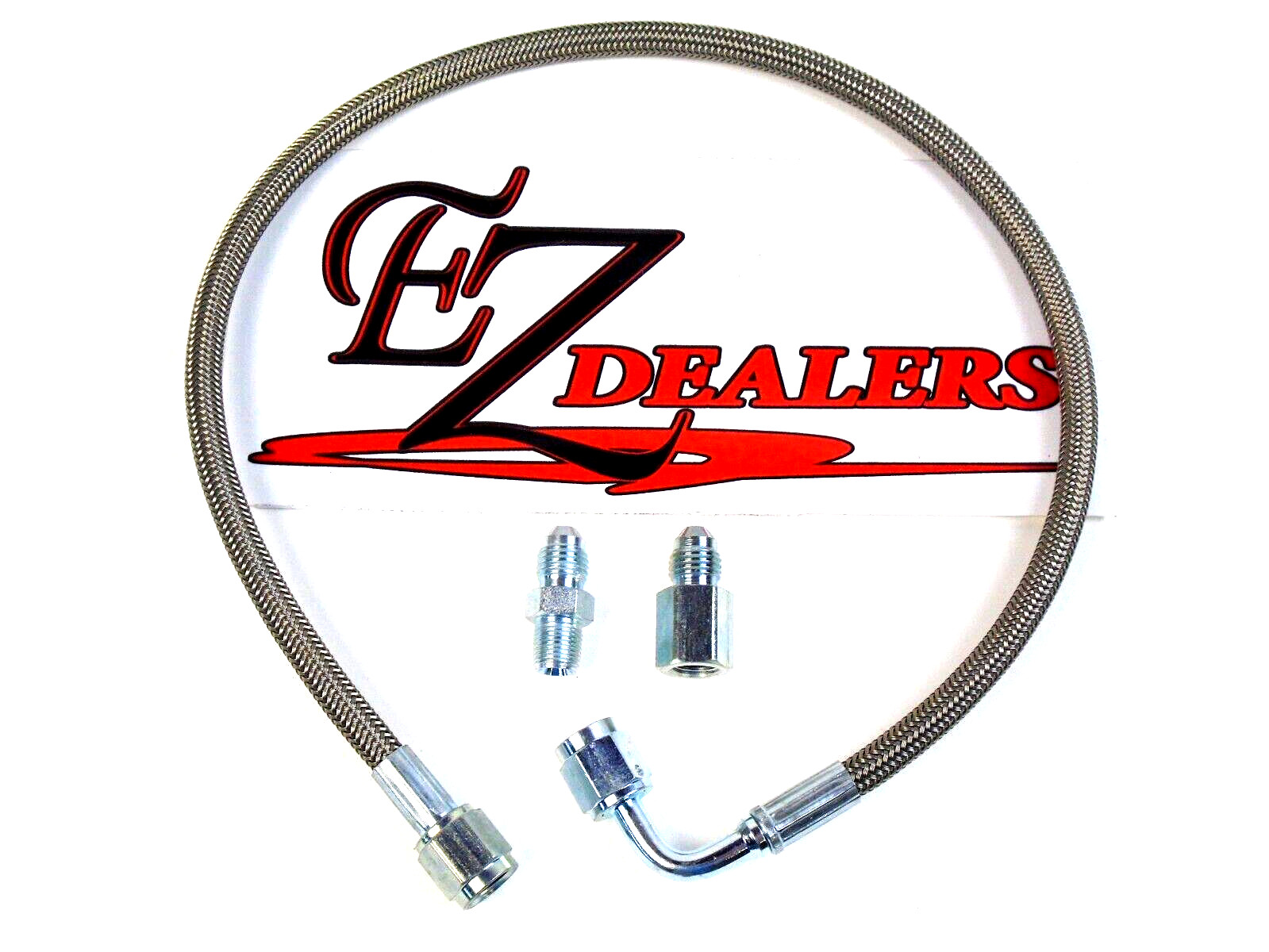 40" Braided Line Gauge Line Kit STR. x 90 degree Oil Fuel Pressure 1/8" NPT 3 AN