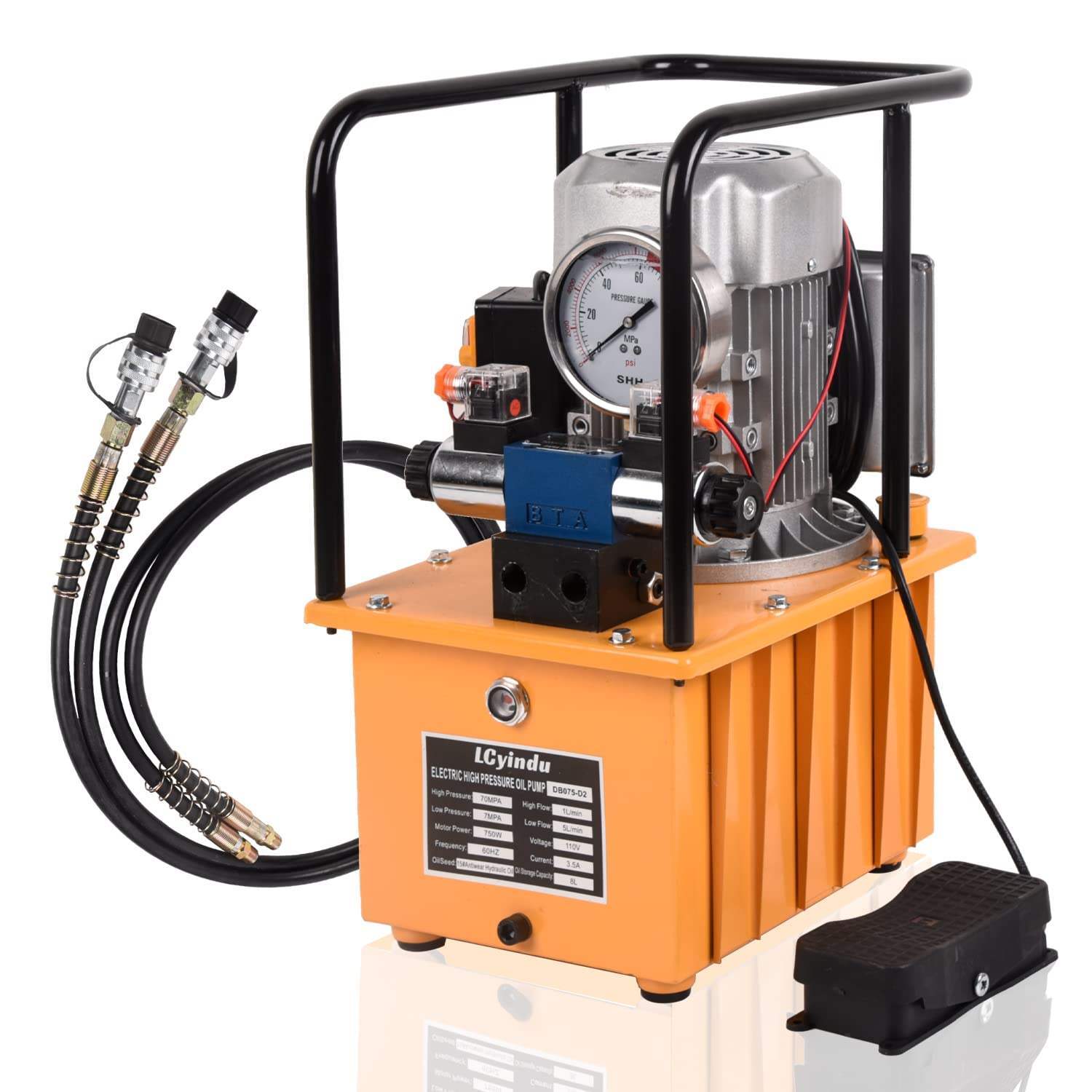 Hydraulic Electric Pump 8.4Quart 2.1Gallon Double Acting Solenoid Valve DB075-D2