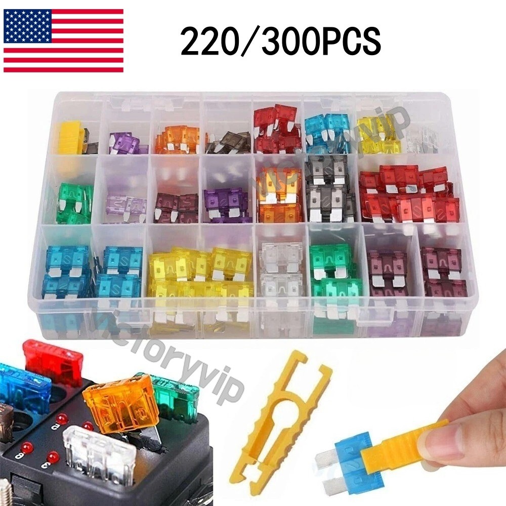 220/300PCS Auto Blade Fuse Assortment Kit Set Car Truck Motorcycle Boat Fuses US