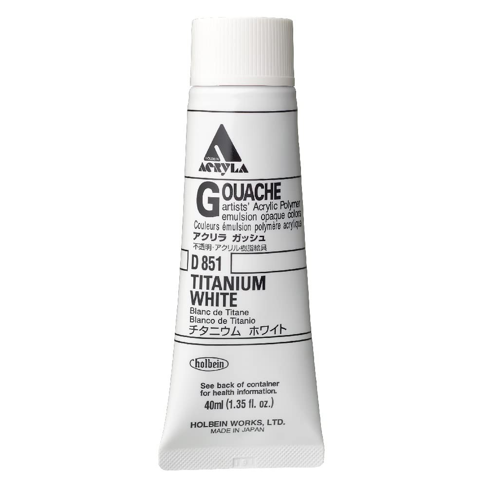 Holbein Acryla Gouache 40ml Titanium White 1.4 Fl Oz (Pack of 1),
