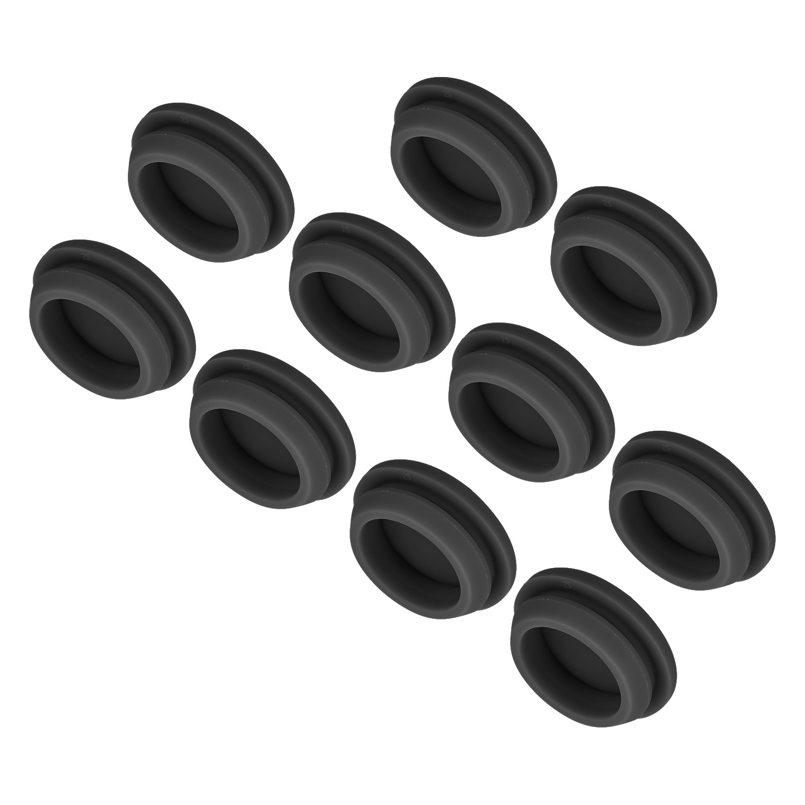 10pcs Silicone Snap in Locking Hole Plugs,25mm Narrow Groove 2mm Black