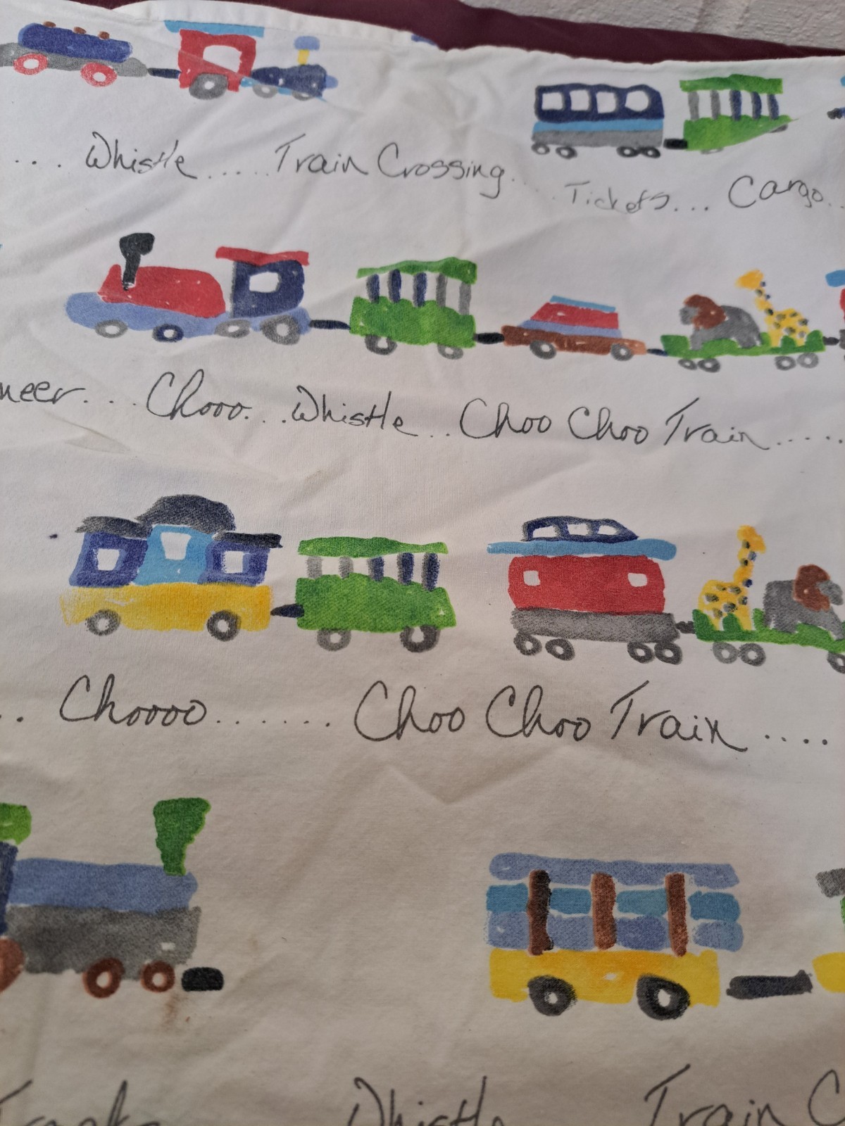 Pottery Barn Kids Choo Choo Train Standard Size Pillowcase