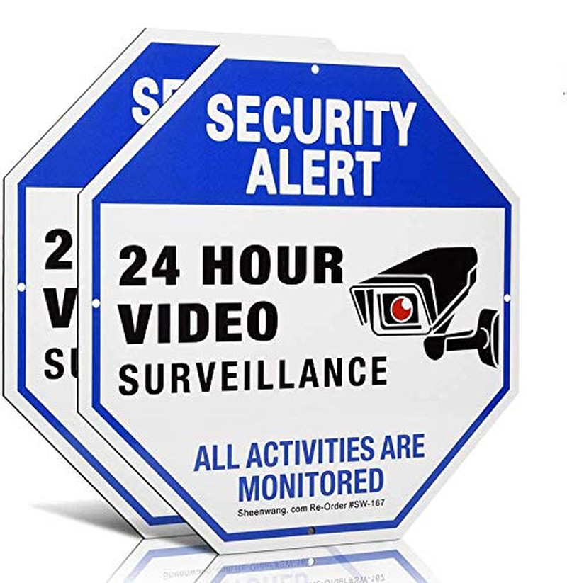 2-Pack Security Camera Sign, Video Surveillance Signs Outdoor, UV Printed 40 Mil