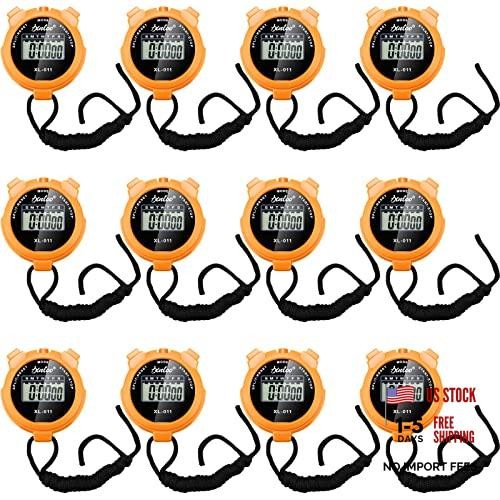 Pack of 12 Orange Multi Function Digital Stopwatch Timers