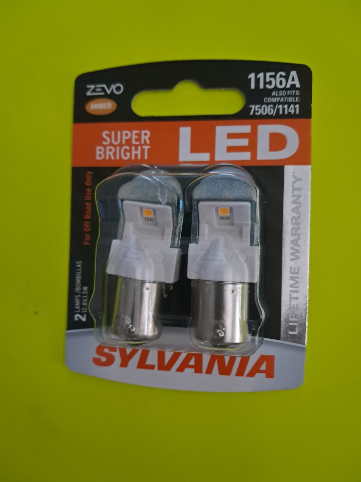 NEW - Sylvania 1156A ZEVO LED Amber Bulb - Free ShipN!