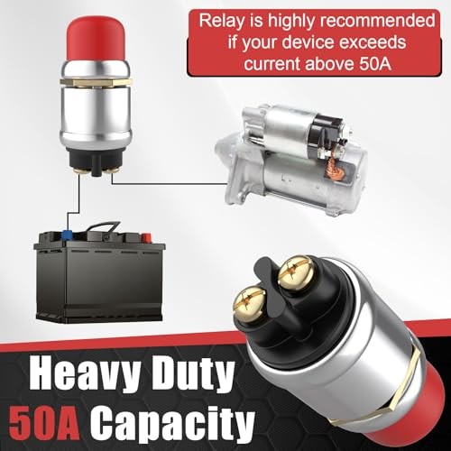 Push Button Starter Switch 12V 50A, Waterproof Momentary Start Switch red-1