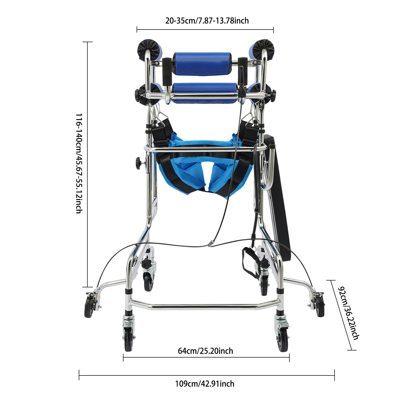 Adult Standing Walker 8-Wheel Height Width Adjustable Walking Aid Mobility Aid