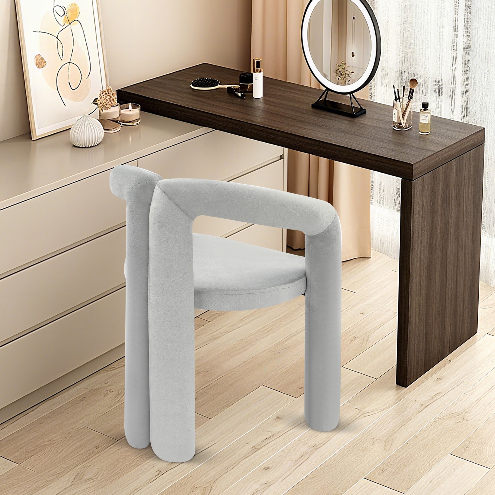 Modern Style Upholstered Chair Cosmetic Chair, Gray