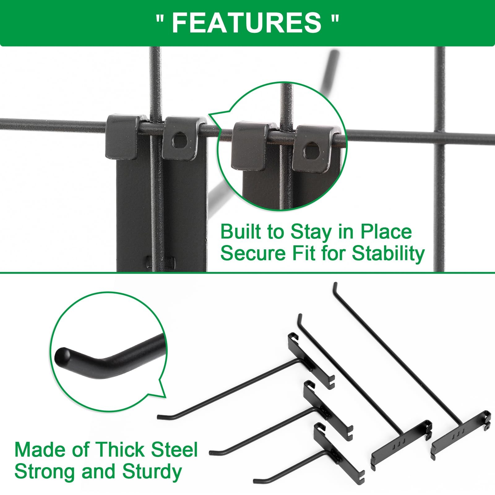 PYBTOOL Gridwall Hooks 6 Inch, 100 Pack Grid Wall Hooks, Grid Panel Hooks and...